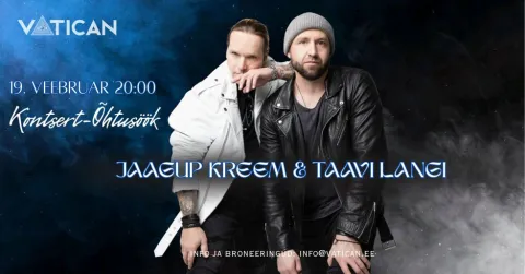 Kontsert-õhtusöök: JAAGUP KREEM & TAAVI LANGI