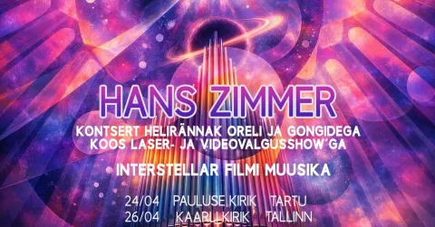 Tallinn. Hans Zimmer. Kontsert-helirännak oreli ja gongidega koos laser- ja videovalgusshow´ga