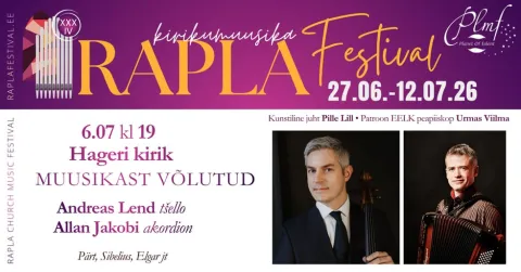 XXXIV Rapla Kirikumuusika Festivali kontsert "Muusikast võlutud"