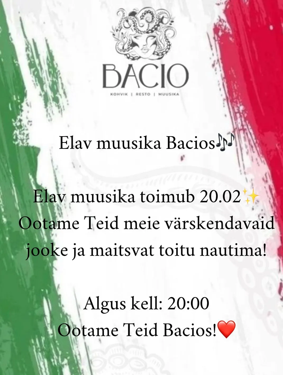 Õhtu täis Itaalia muusikat & maitseid!