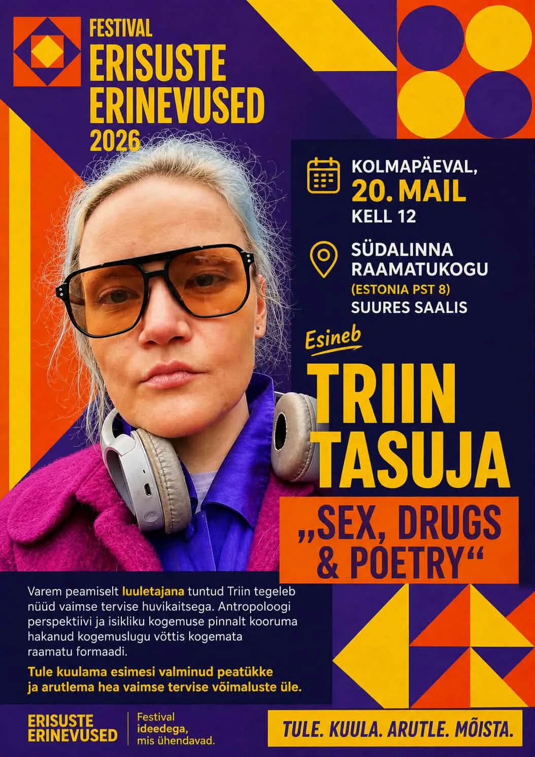 ERISUSTE ERINEVUSED FESTIVAL: Triin Tasuja töötuba „Sex, drugs & poetry“
