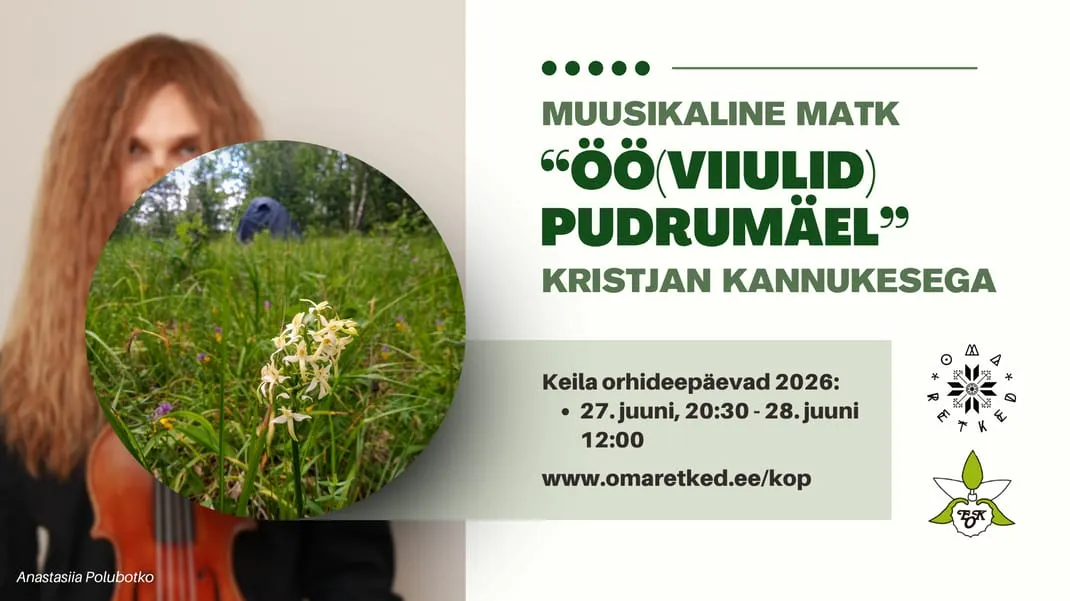 Keila Orhideepäevad: telkides ööbimisega muusikaline matk "Öö(viiulid) Pudrumäel" Kristjan Kannukesega