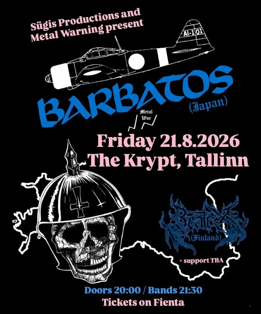 21.08 • BARBATOS (JPN) + BEATRIX (FIN) + guest @ The Krypt, Tallinn 🦇